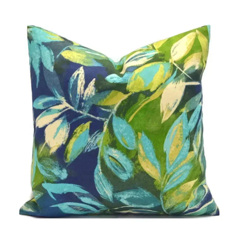 Green Floral Bird Pillow Cover