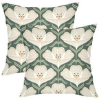 Green floral back cushion pillow cover with botanical pattern on soft durable fabric