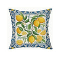 Decorative pillow with lemon pattern on a white background