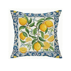 Decorative pillow with lemon pattern on a white background