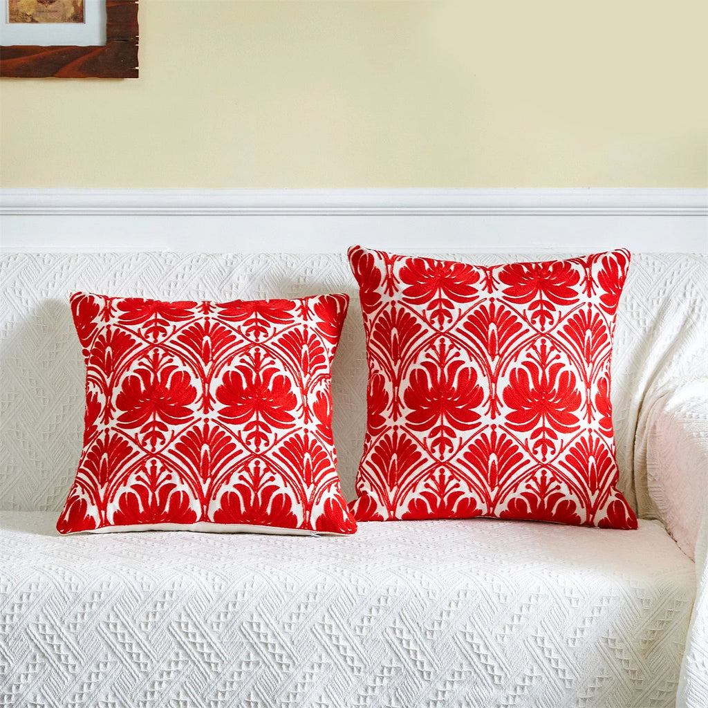 Geometric Embroidered Pillow Cover