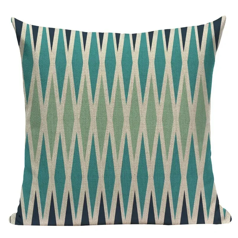 Decorative pillow with geometric pattern on a white background