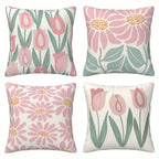Floral pattern throw pillow cover with soft botanical design on lightweight fabric