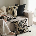 Retro leopard stripe pillow cover in brown and black with geometric animal print design