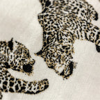 Close-up of leopard print fabric with a white background
