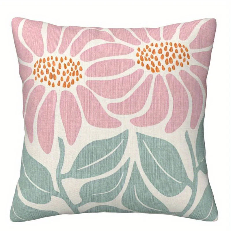 Floral pattern throw pillow cover with soft botanical design on lightweight fabric