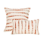 Yarn dyed bubble stripe pillow cover in  orange with textured woven pattern