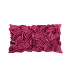 Maroon velvet pillow cover with floral petal embroidery and elegant textured design