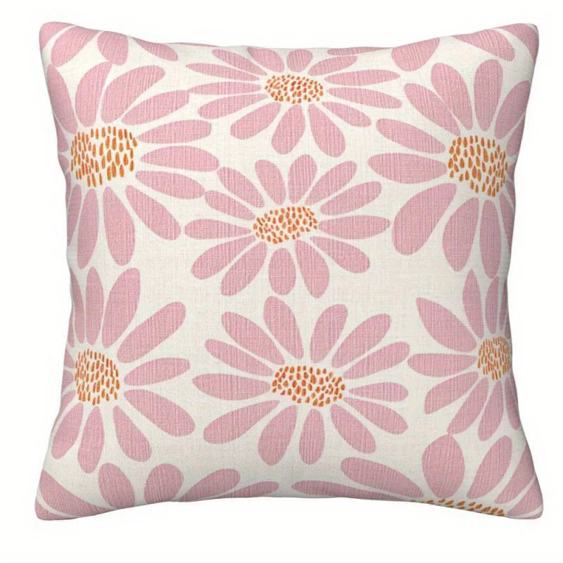 Floral pattern throw pillow cover with soft botanical design on lightweight fabric