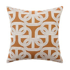 Decorative pillow with a brown and white geometric pattern 