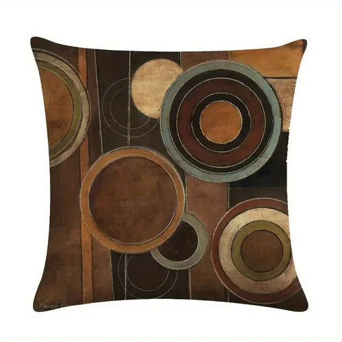 Abstract circles decorative pillow cover with modern geometric pattern on soft fabric