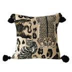 Retro leopard stripe pillow cover in brown and black with geometric animal print design