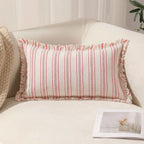 Boho Striped Fringed Pillow Cover