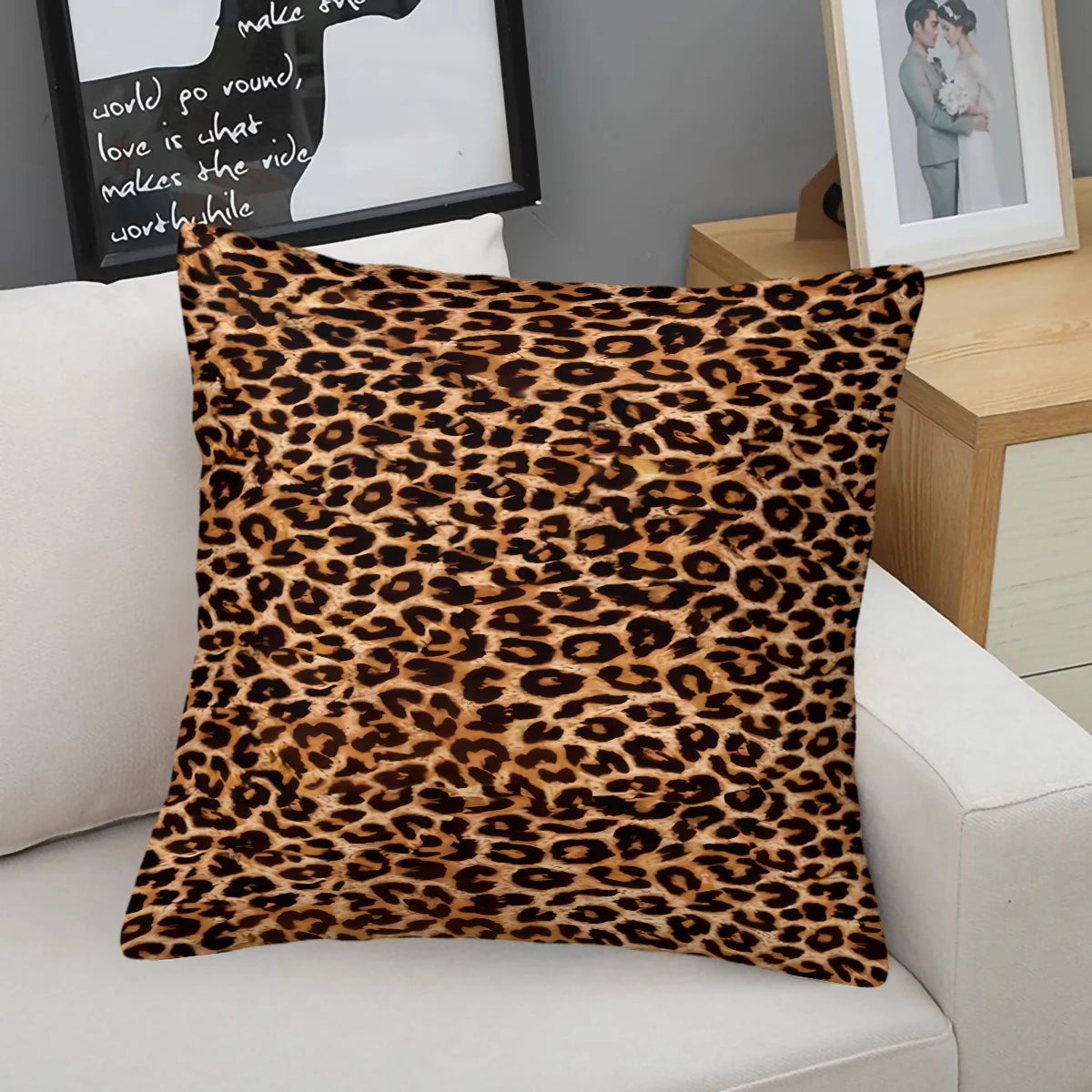 Brown Leopard Print Pillow