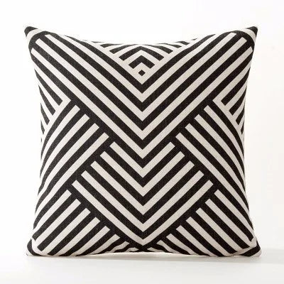 Black White Geometric Velvet Pillow Cover