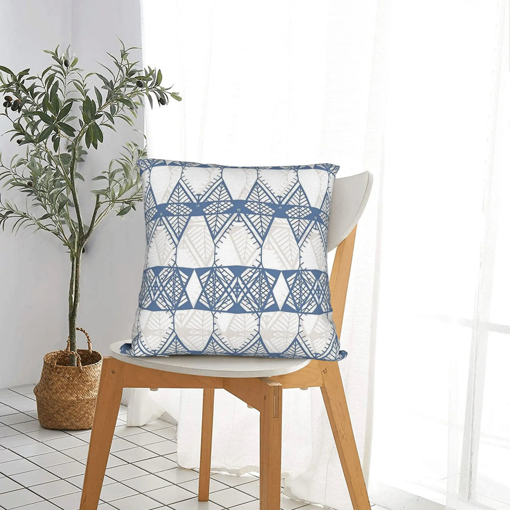 Blue Geometric Doodles Pillow Cover