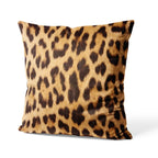 Leopard print pillow on a white background