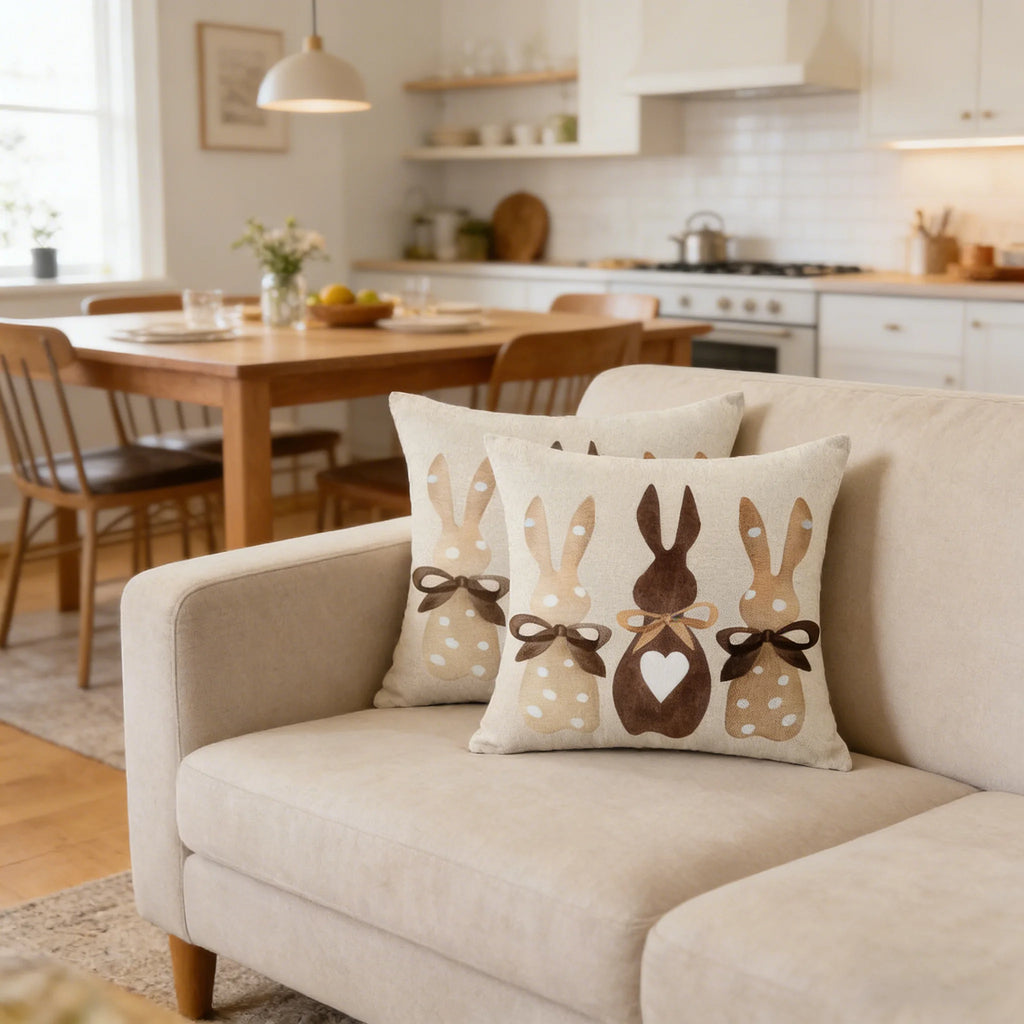 Easter Bunny Floral Pillow Cover