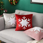 Christmas snowflake velvet pillow cover with festive winter pattern on soft plush fabric