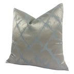 Decorative pillow with blue abstract pattern on a white background