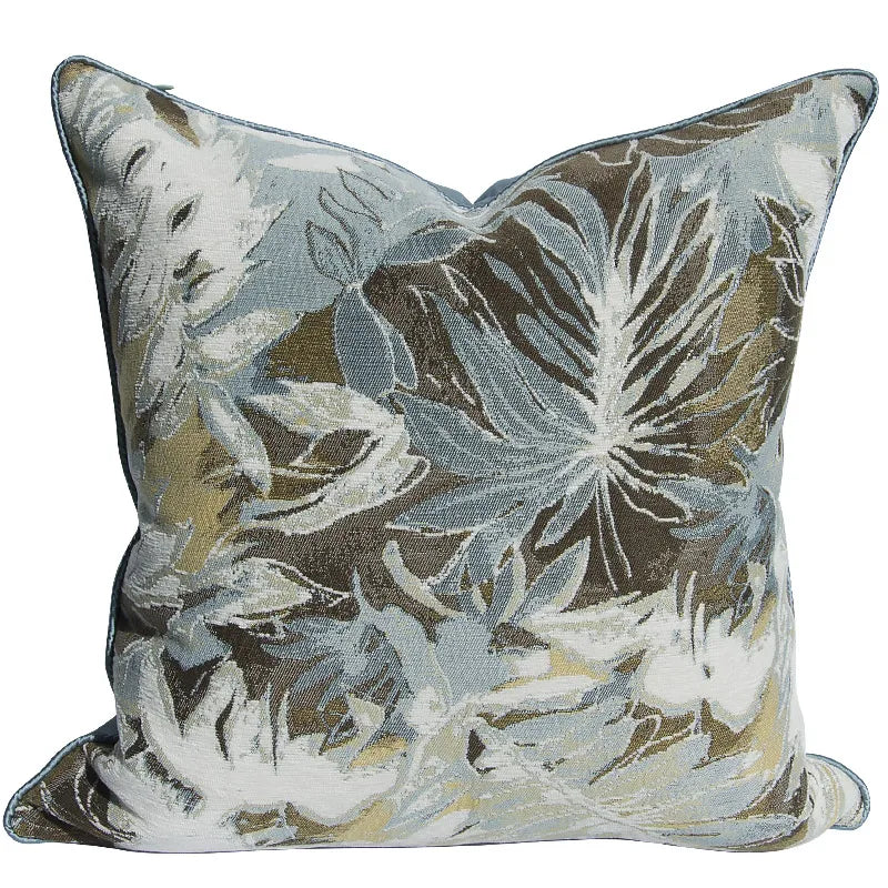Decorative pillow with floral pattern on a white background