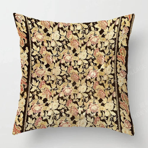 Decorative pillow with floral pattern on a plain background