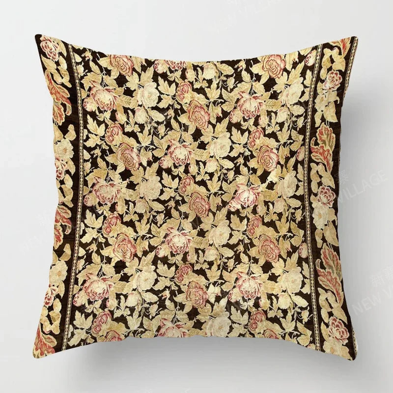 Decorative pillow with floral pattern on a plain background