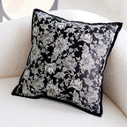 Decorative pillow with floral pattern on a white couch