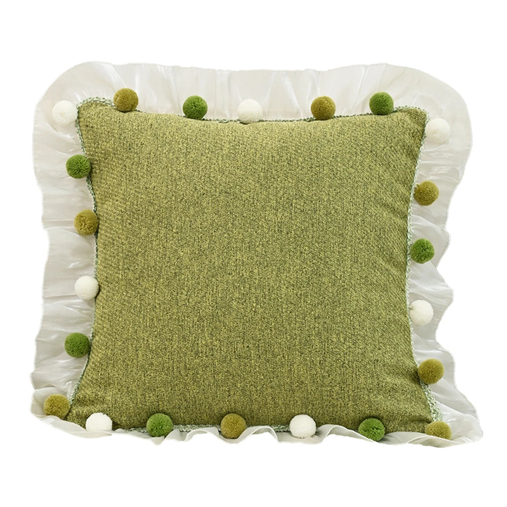 Green Embroidered Towel Pillow Cover