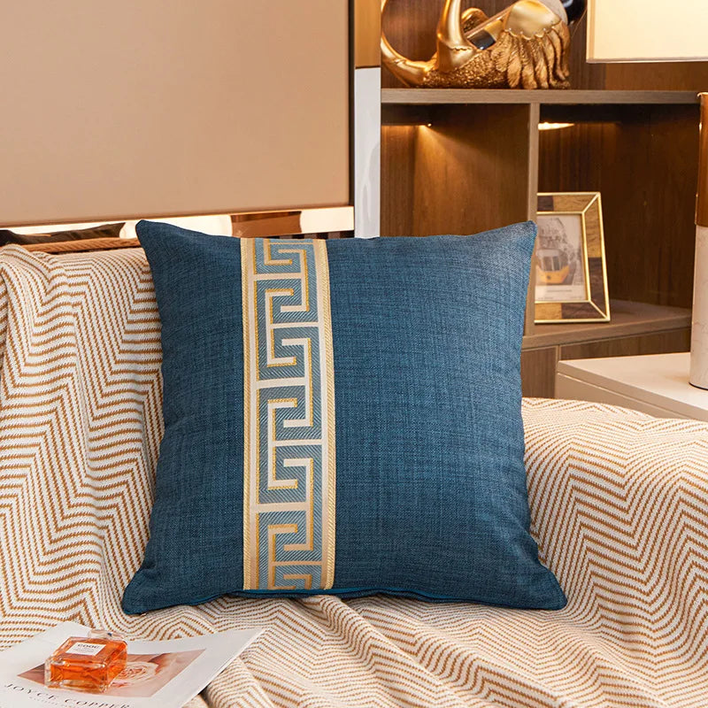 Greek Key Jacquard Geometric Cushion Cover