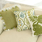 Green Embroidered Towel Pillow Cover
