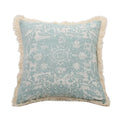 Decorative pillow with floral pattern and tassels on a white background