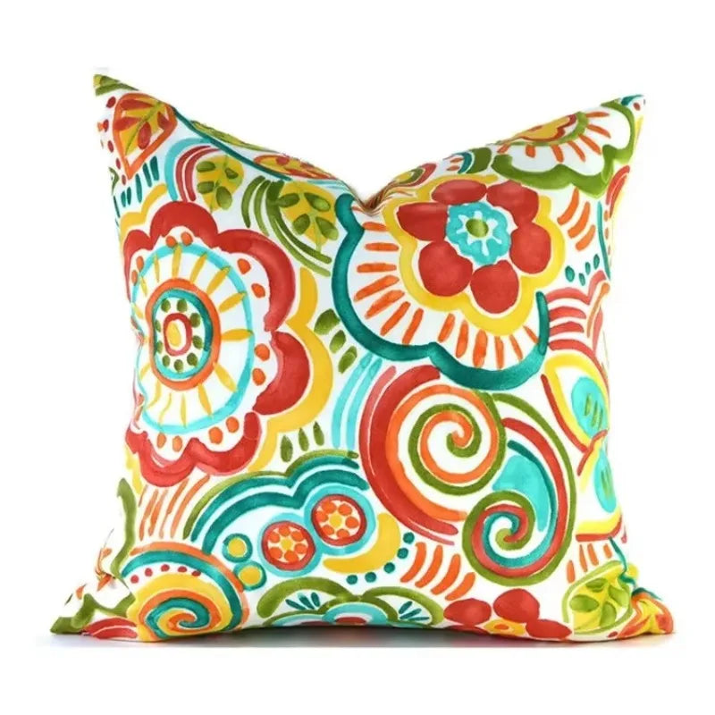 Green Floral Bird Pillow Cover