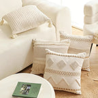 Boho Cotton Linen Tassel Pillow Cover
