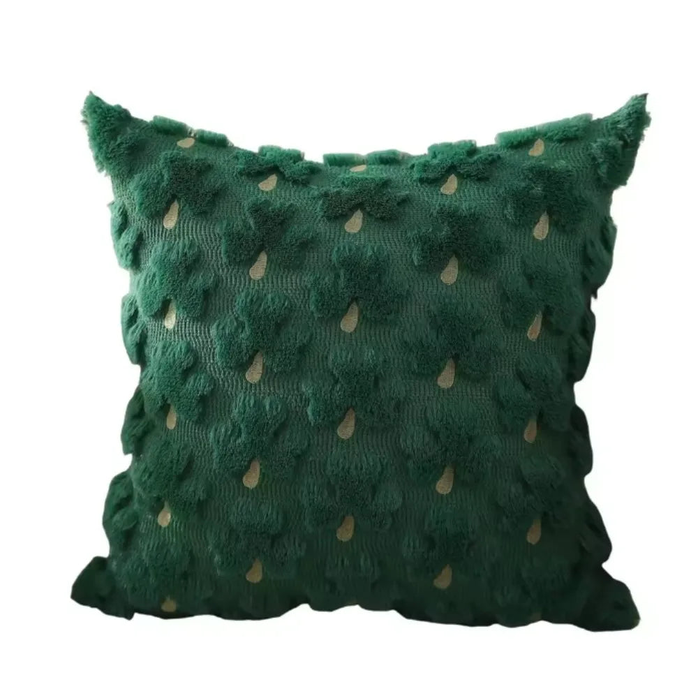 Green textured pillow on a white background