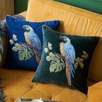 Retro Parrot Embroidered Pillow Cover
