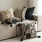 Retro leopard stripe pillow cover in brown and black with geometric animal print design