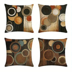 Abstract circles decorative pillow cover with modern geometric pattern on soft fabric