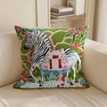 Decorative pillow with zebra design on a beige sofa