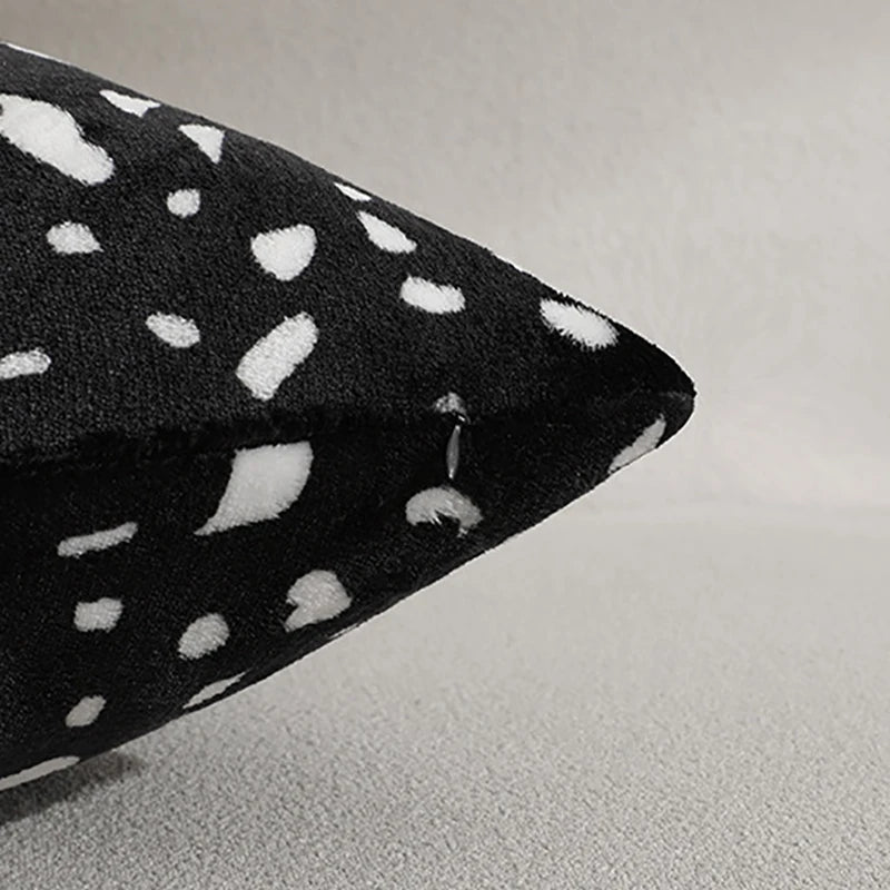 Black White Spotted Plush Pillow Covers Set