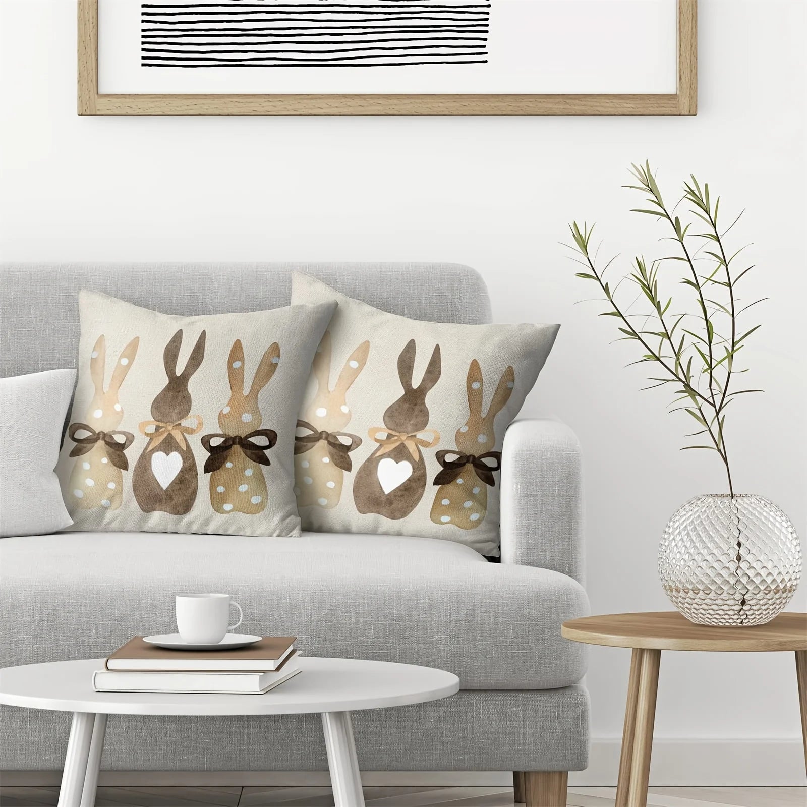 Easter Bunny Floral Pillow Cover