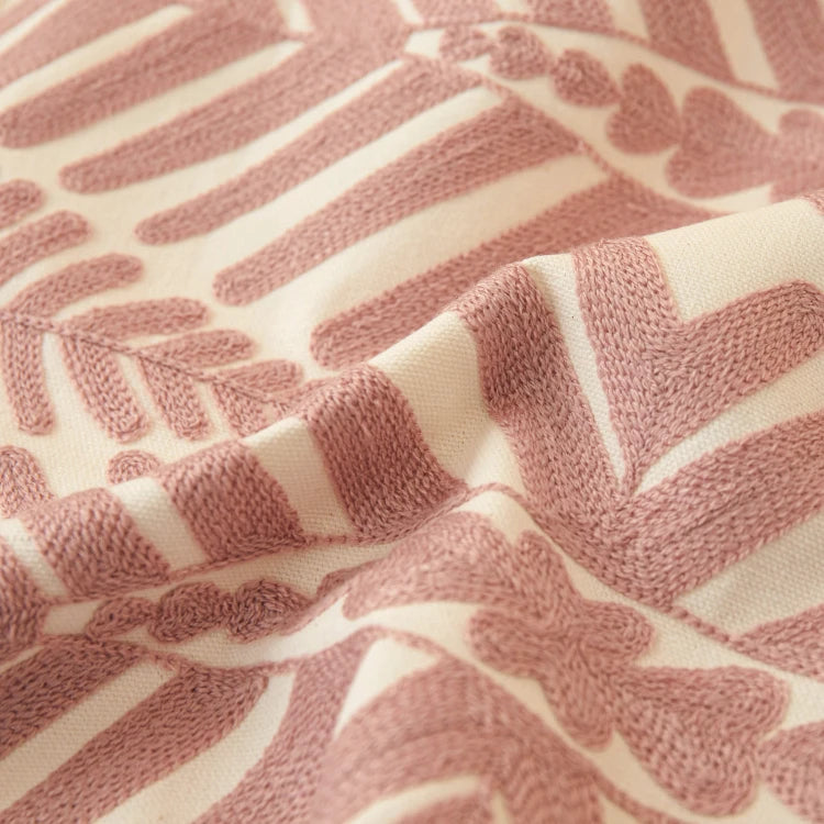Embroidered Leaf Pillow Cover