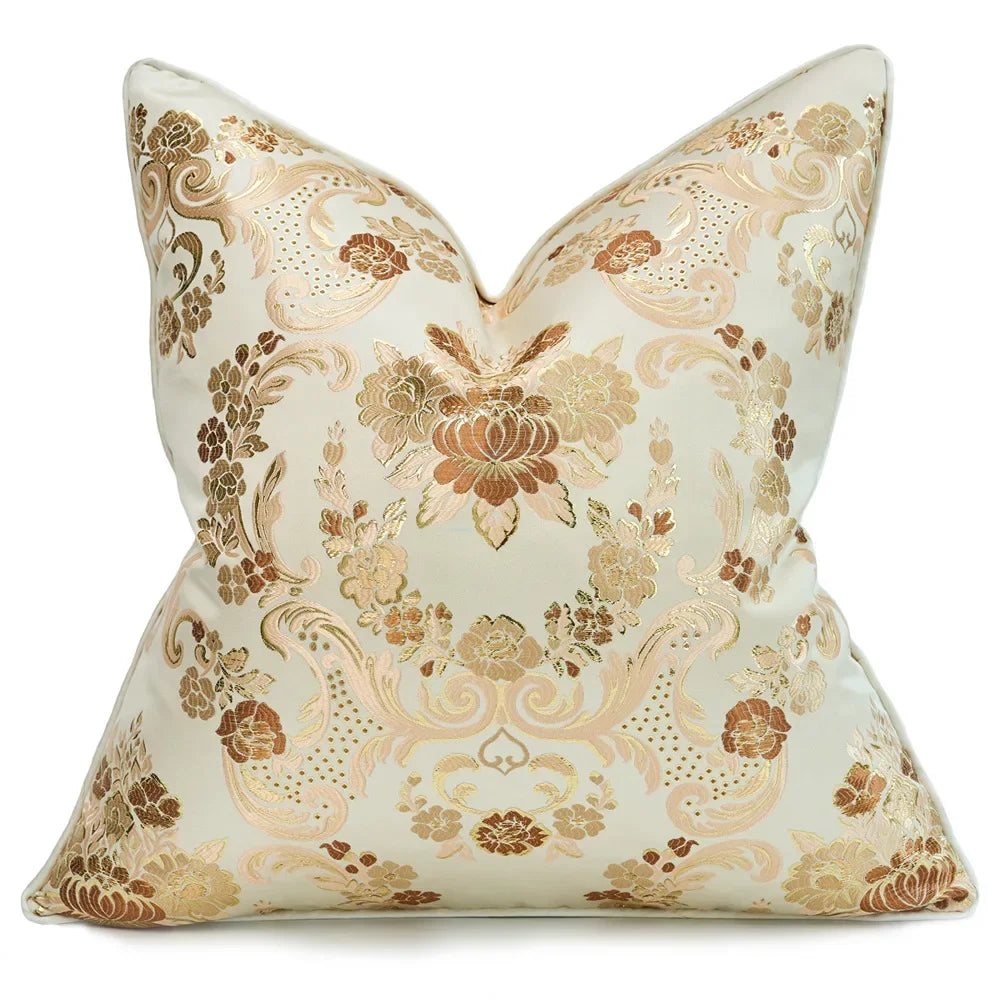 Decorative pillow with floral pattern on a white background
