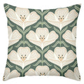 Green floral back cushion pillow cover with botanical pattern on soft durable fabric