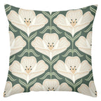 Green floral back cushion pillow cover with botanical pattern on soft durable fabric