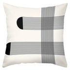 Decorative pillow with black geometric patterns
