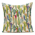 Decorative pillow with colorful cactus pattern on a beige background