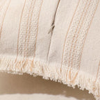 Boho Striped Fringed Pillow Cover
