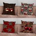Leopard Cherry Star Pillow Cover