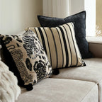 Retro leopard stripe pillow cover in brown and black with geometric animal print design